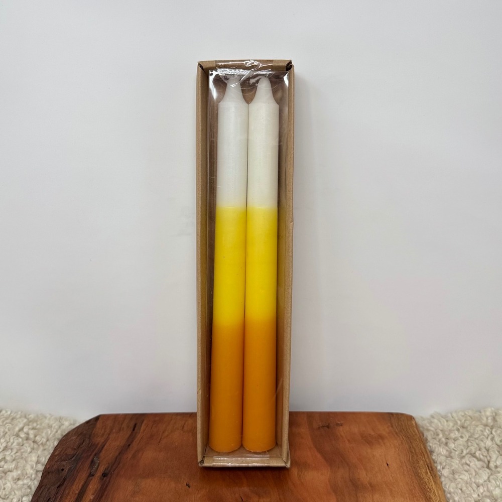 Creative Co-op Candy Corn 10" Taper Candle Set 2 Fall Halloween Decor Unscented